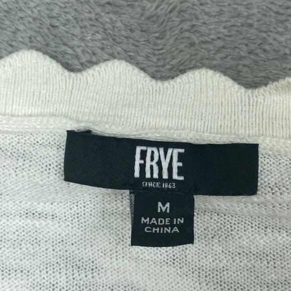 Frye Womens Ivory Cotton Button-Up Cardigan Sweater M Scallop Trim d0224 - Picture 5 of 8